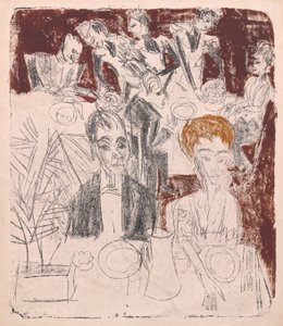 テーブルで。 作： Ernst Ludwig Kirchner